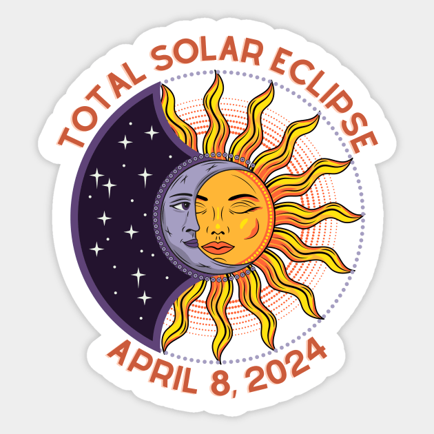 Total Solar Eclipse April 8, 2024 Celestial Sun Moon Sticker by Little Duck Designs